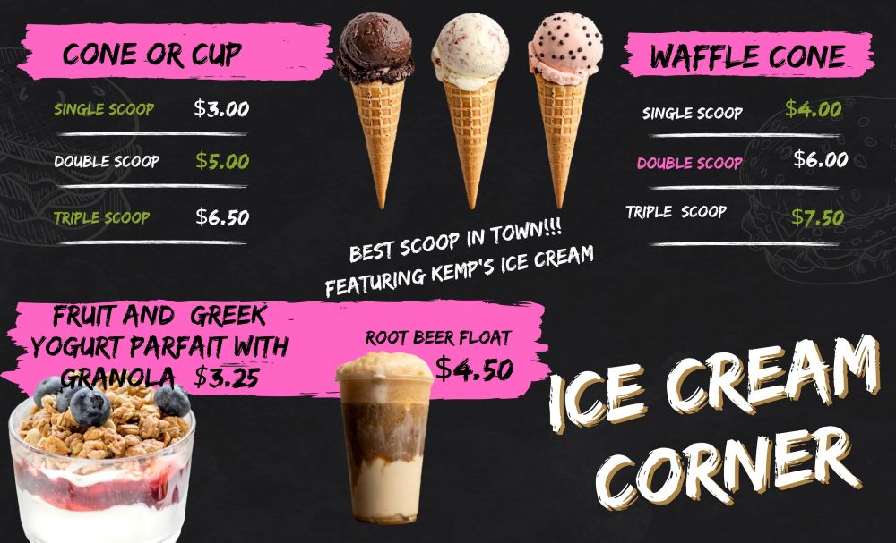 ice cream menu